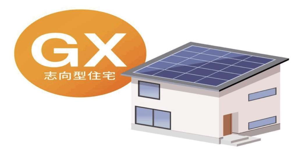 太陽光パネルを搭載したGX志向型住宅のイラスト